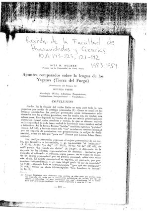 1953 1954 Holmer Apuntes Comparados Sobre La Lengua De Los Yaganes (Tierra Del Fuego) Parte Ii