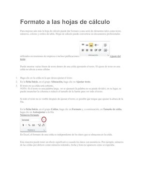 Formato A La Hoja De Calculo