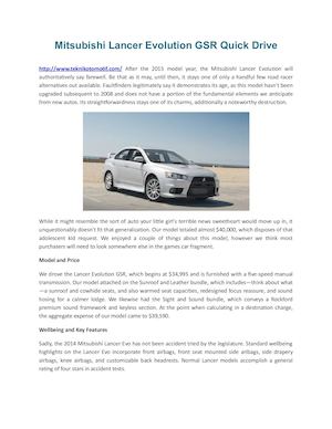 Mitsubishi Lancer Evolution Gsr Quick Drive