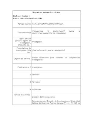 REPORTES DE LECTURA ARTICULOS