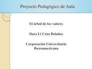 Proyecto De Aula El Arbol De Los Valores