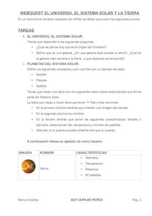 Webquest Universo, Sistema Solar, La Tierra