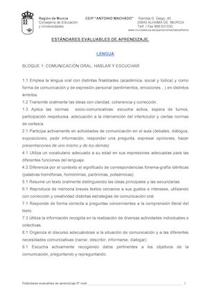 Estandares 6º Nivel