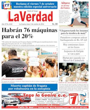 La Guaira, lunes 03 de octubre de 2016 Año 19 Nº. 6142