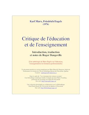 Karl Marx et Friedrich Engels : critique de l'éducation et de l'enseignement