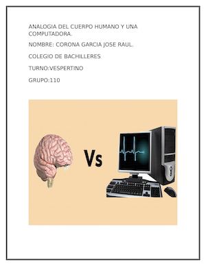Analogia Del Cuerpo Humano Y Una Computadora