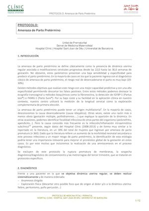 Amenaza De Parto Pretermino Hcp Hsjd