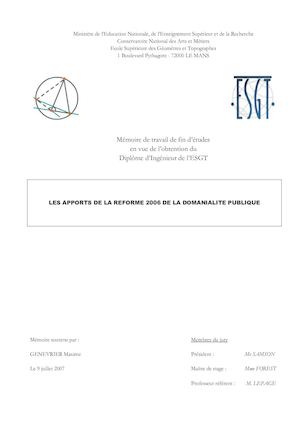 Mémoire Domanialité publique - ESGT - 2007