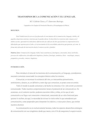 TRASTORNOS DE LA COMUNICACIÓN Y EL LENGUAJE