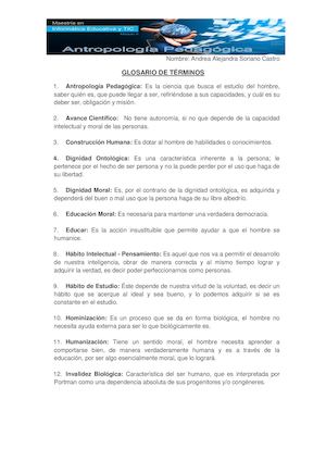 Glosario de términos Antropología Pedagógica