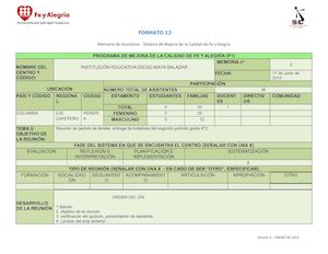 Acta De La Reunión De Padre De Familia Junio