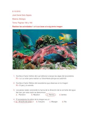 Trabajo De La Pagina 168 Y 169 Biologia