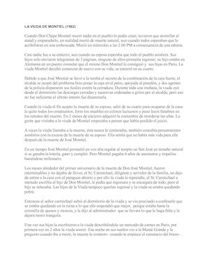 Resumen De La Viuda De Montiel