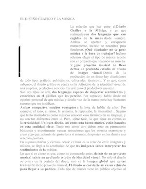 El Diseño Grafico Y La Musica