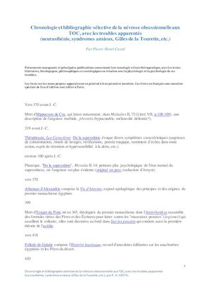 De la névrose obsess. aux TOCS