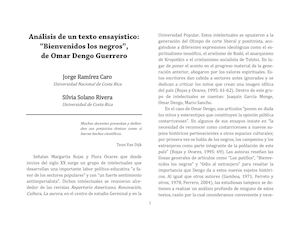 Jorge Ramírez Caro Y Silvia Solano Rivera Análisis De Bienvenidos Los Negros
