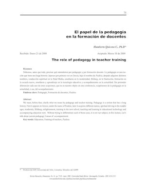 El Papel De La Pedagogia En La Formacion Del Maestro