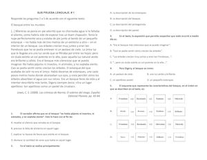 Sub Prueba De Lenguaje GRADO QUINTO