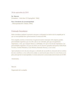 Carta Al Intendente