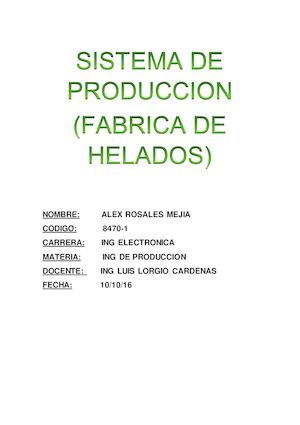 Sistema De Producción Fabrica De Helados