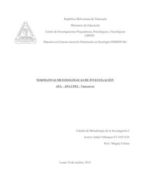 Normativas Metodologicas Cuadro Comparativo Isabel Velasquez