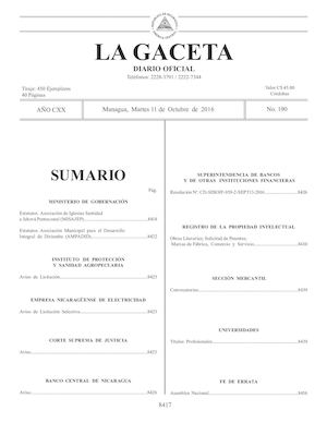 Gaceta No 190 Martes 11 De Octubre De 2016