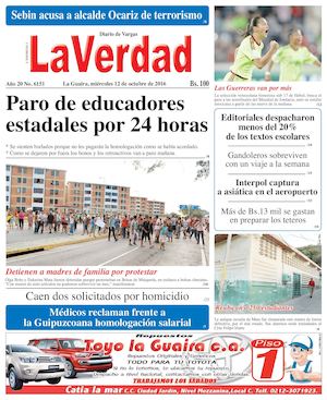 La Guaira, miercoles 12 de octubre de 2016 Año 19 No. 6151