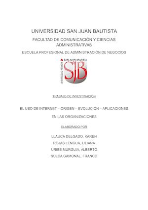 Trabajo de Investigación: El internet - TIC