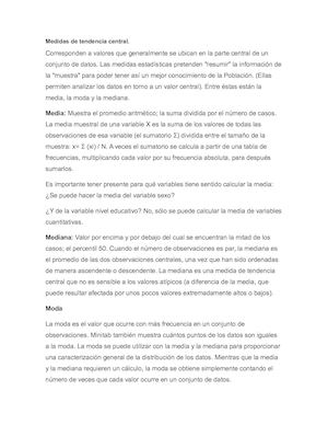 Medidas De Tendencia Central
