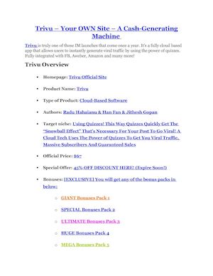 Trivu Review $26,800 Bonus & Discount