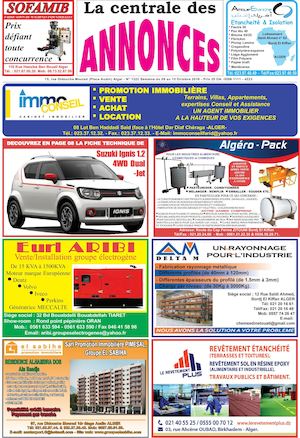 La Centrale des Annonces N° 1322 Semaine du 09 au  15 Octobre2016