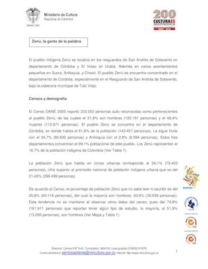 Caracterización Del Pueblo Zenú