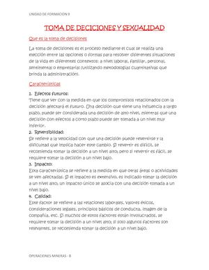 Toma De Deciciones Y Sexualidad