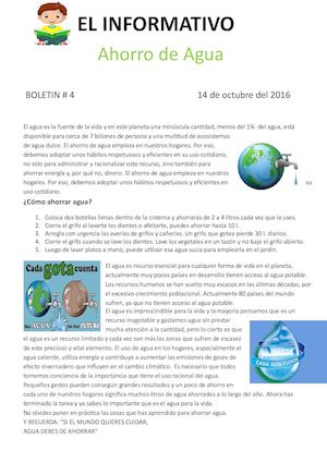 Boletin informativo sobre el ahorro de agua