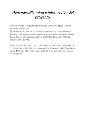 Hardware Planning e Información Del Proyecto