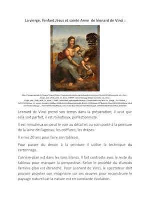 La Vierge, l'enfant jesus et sainte Anne de leonard de vinci
