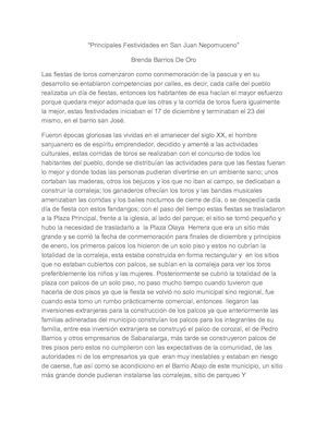 Etnografia Principales Festividades En San Juan Nepomuceno