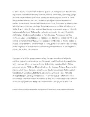 La Biblia Es Una Recopilación De Textos Que En Un Principio Eran Documentos Separados