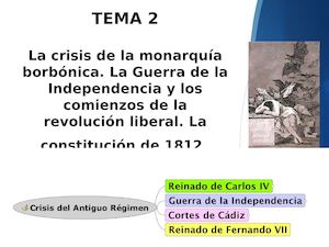 Tema 2 La Crisis De La Monarquía Borbónica