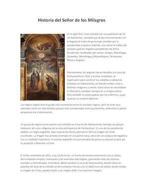 Historia Del Señor De Los Milagros