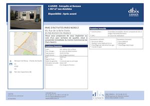 Descriptif 69 Rue De La Belle Etoile Bât F 95700 Roissy En France