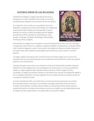 Historia Señor De Los Milagros