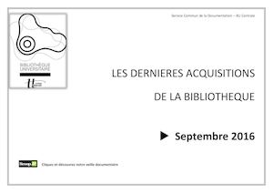 Les dernières acquisitions de la BU centrale - septembre 2016
