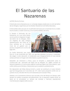 El Santuario De Las Nazarenas