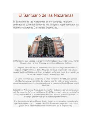 El Santuario De Las Nazarenas