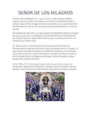 HISTORIA DEL SEÑOR DE LOS MILAGROS