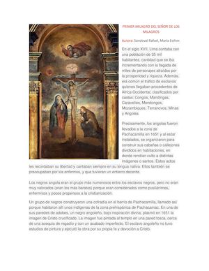 Historia del Señor De Los Milagros