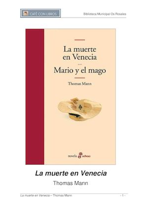 Guía de lectura La muerte en Venecia de Thomas Mann