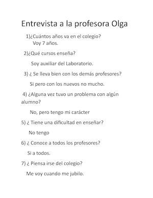 Entrevista A La Profesora Olga