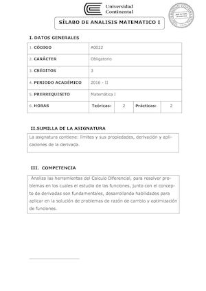Silabo A0022 Analisis Matematico I